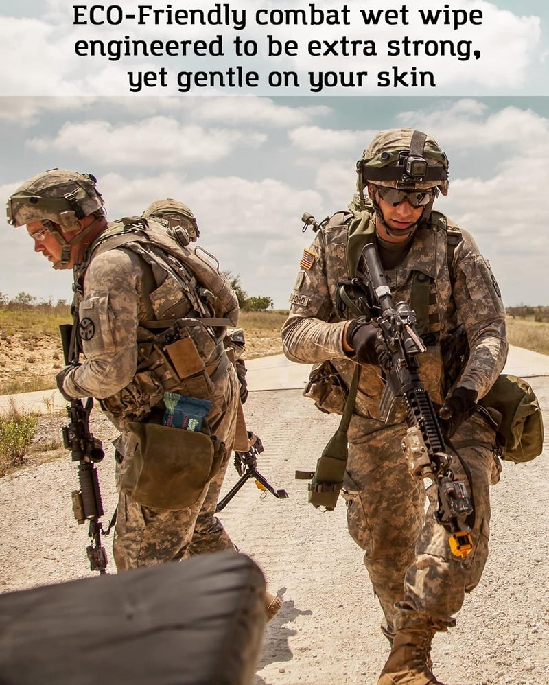 COMBAT WIPES Black Unscented Camouflage Wet Wipes - COMMANDO - Thick, Biodegradable, Heavy Duty Cleansing Cloths for Camping, Military, Hunting & Backpacking w/Aloe & Vitamin E (1 Pack, 25 wipes). - Image 3
